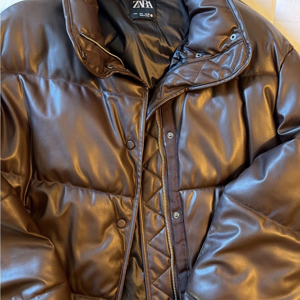 Zara Dark Brown Puffer Jacket